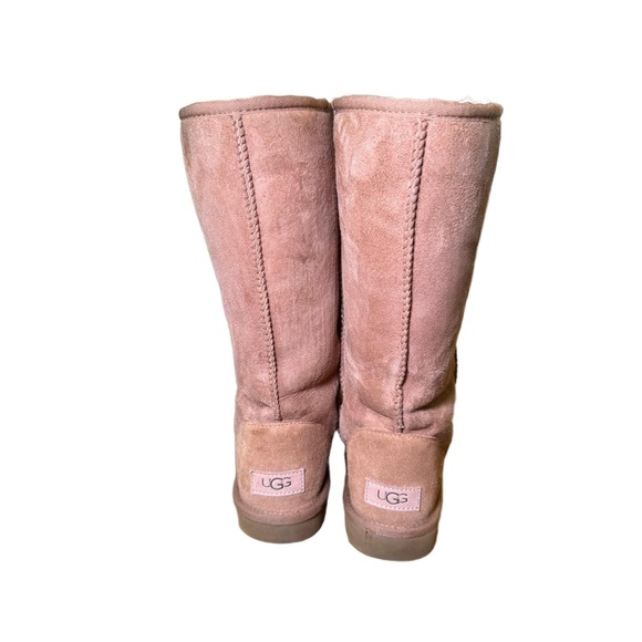 UGG Boots Womens Size 7 Camel Classic Tall Suede Fur Lined Cozy Winter Warm - Picture 3 of 9
